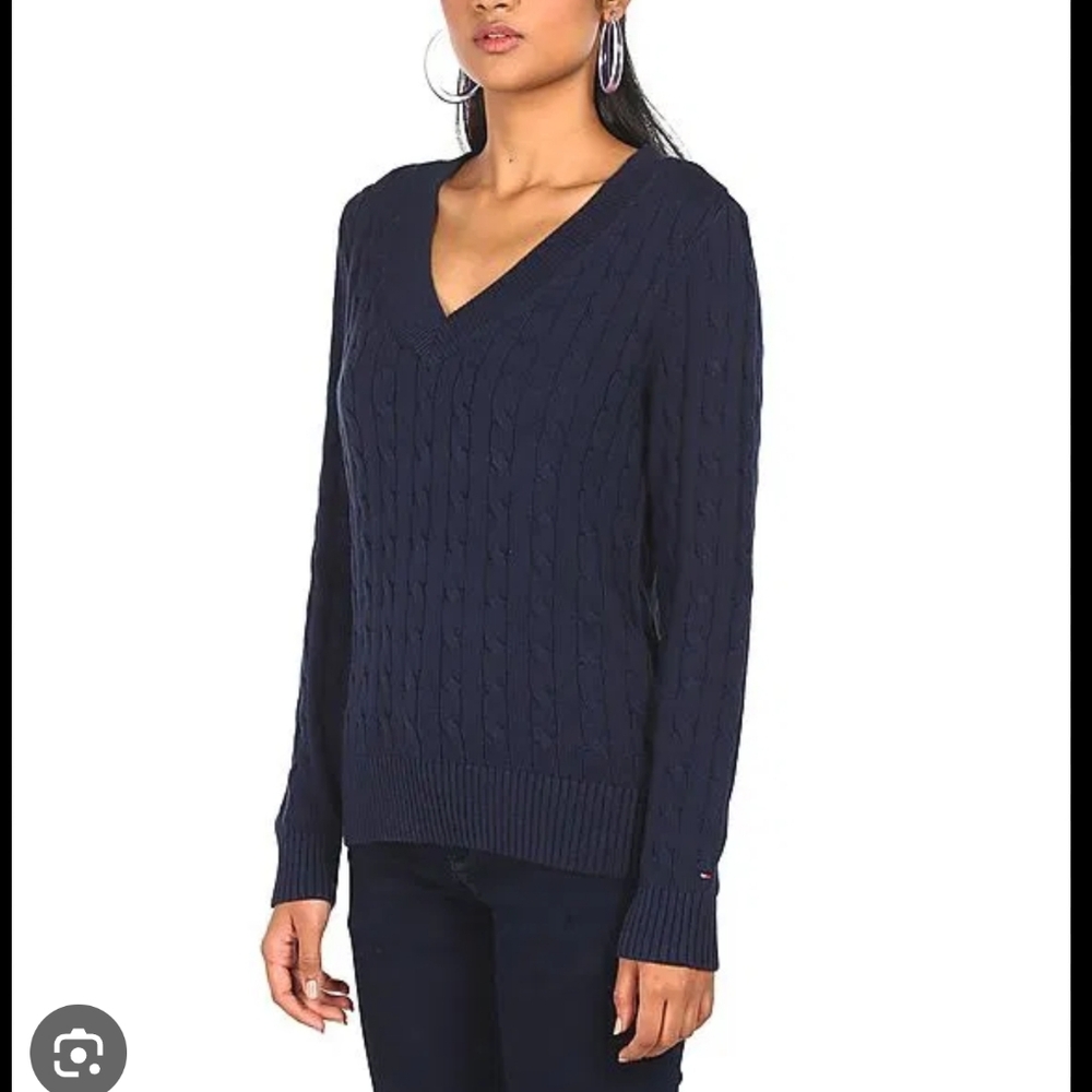 Tommy Hilfiger Marine Blue V-Neck Sweater